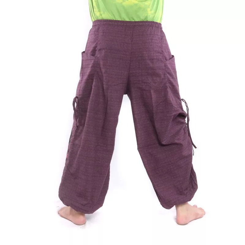 Harem pants for tying Spiral design in heavy cotton