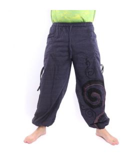 Pantalones hippie tailandeses para atar Diseño en espiral hecho de algodón pesado