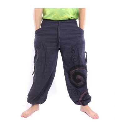 Thai hippie pants for tying Spiral design made of heavy cotton