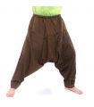 ॐ pantalon de harem avec symboles sanskrits mélange de coton brun
