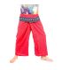 Thai fisherman pants with elephant pattern border red