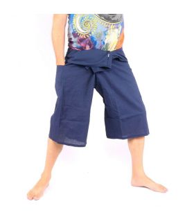 Pantalon de pêcheur thaïlandais - court bleu foncé - coton