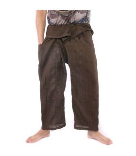 Pantalon de pêcheur thaïlandais - mélange de coton - brun