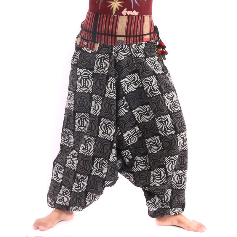 Pantalones de harén del norte de Tailandia patrón cuadrado