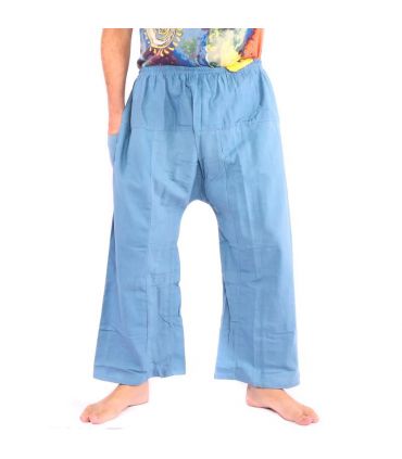 Pantalon décontracté en coton - bleu