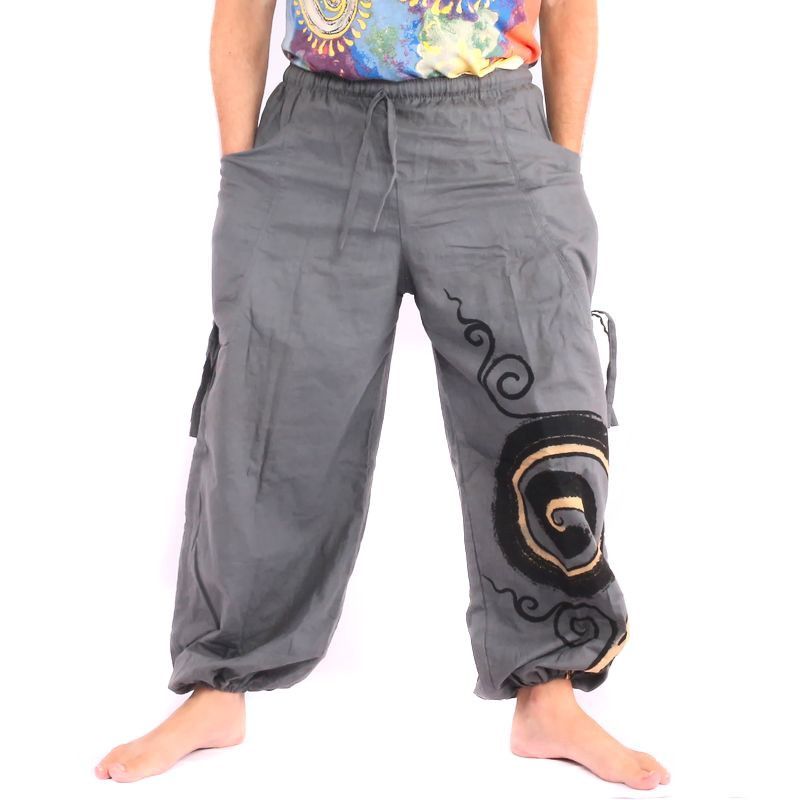 Pantalon hippie thaïlandais à motif spiralé