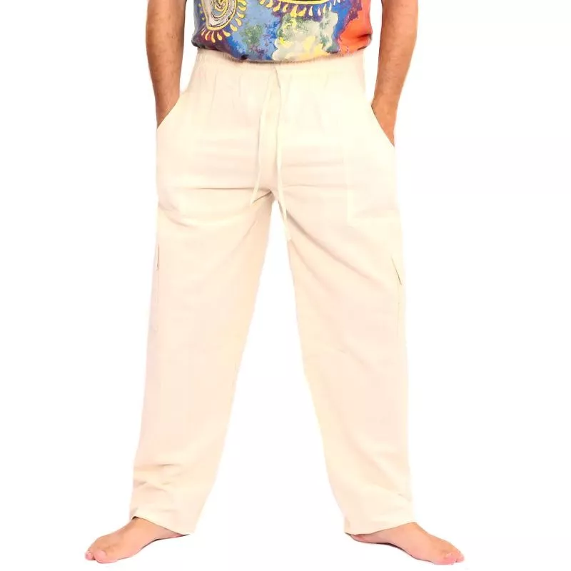 Pantalons décontractés en coton non teint