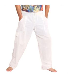 Pantalon décontracté en coton - blanc