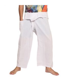 Pantalones de pescador tailandés - blanco - algodón