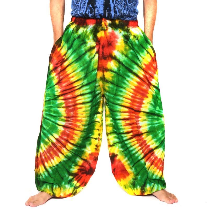 Pantalones de harén de rayón - batik Rastafari