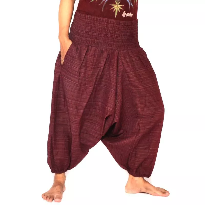 pantalon de harem court pour hommes et femmes coton rouge