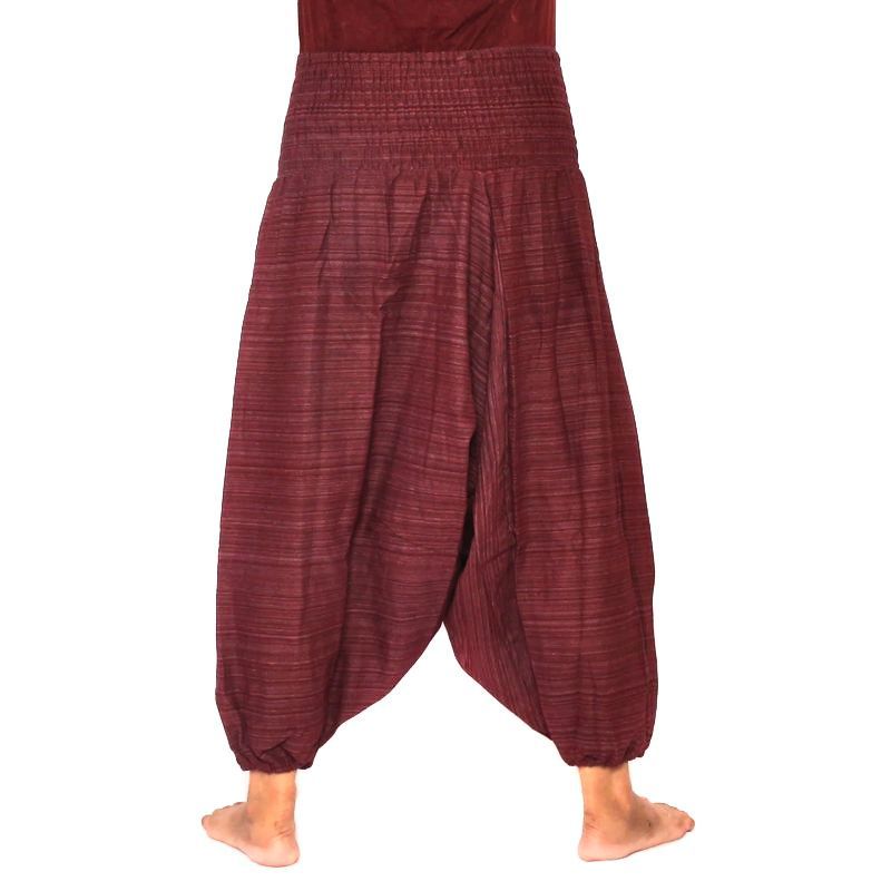 pantalon de harem court pour hommes et femmes coton rouge