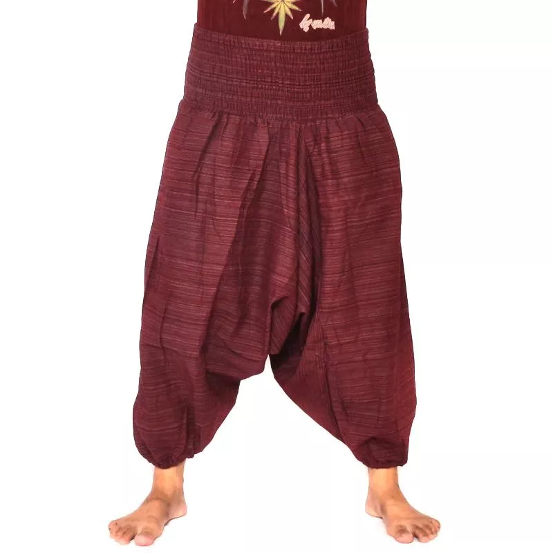 pantalon de harem court pour hommes et femmes coton rouge