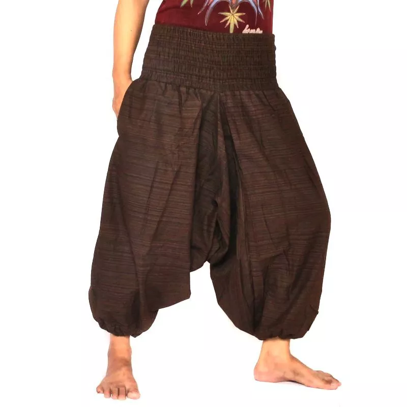Pantalon court pour harem pantalon en coton mélangé - marron