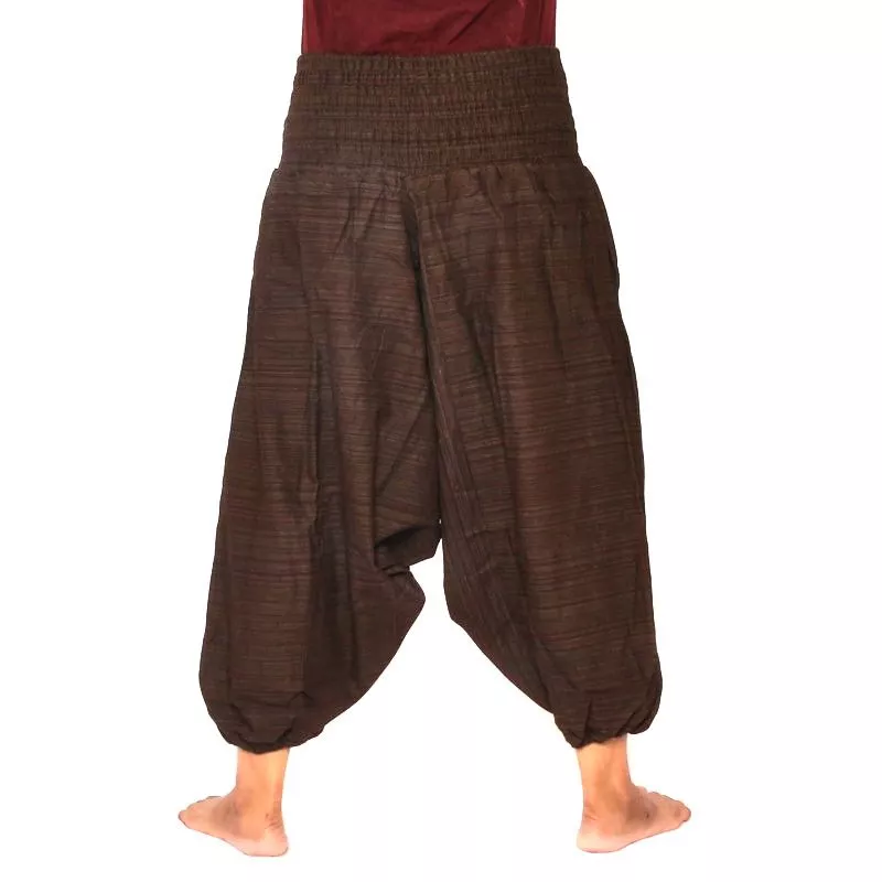 Pantalon court pour harem pantalon en coton mélangé - marron