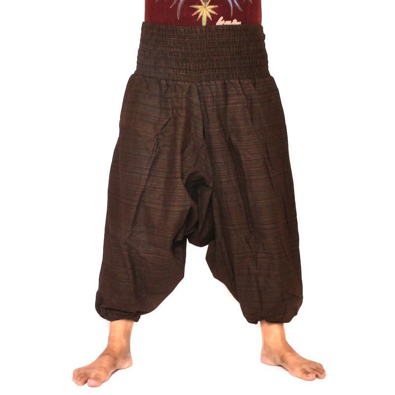 Pantalon court pour harem pantalon en coton mélangé - marron