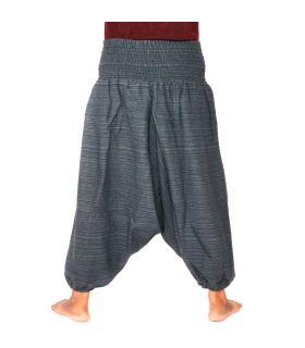 Pantalon court de harem pantalon en coton mélangé - gris