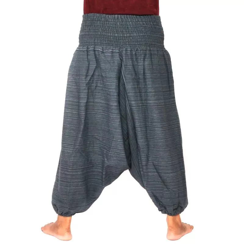 Pantalon court de harem pantalon en coton mélangé - gris