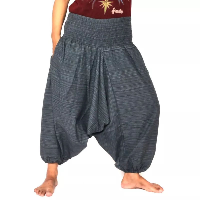 Pantalon court de harem pantalon en coton mélangé - gris