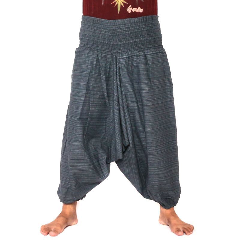 Pantalon court de harem pantalon en coton mélangé - gris