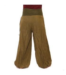 Palazzo pants cotton double layer - olive