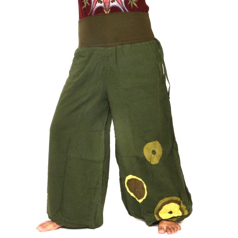 Pantalones Palazzo de algodón de dos capas - verde