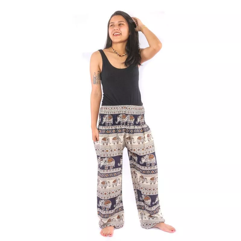Harem pants elephant, black, red, navy blue, purple