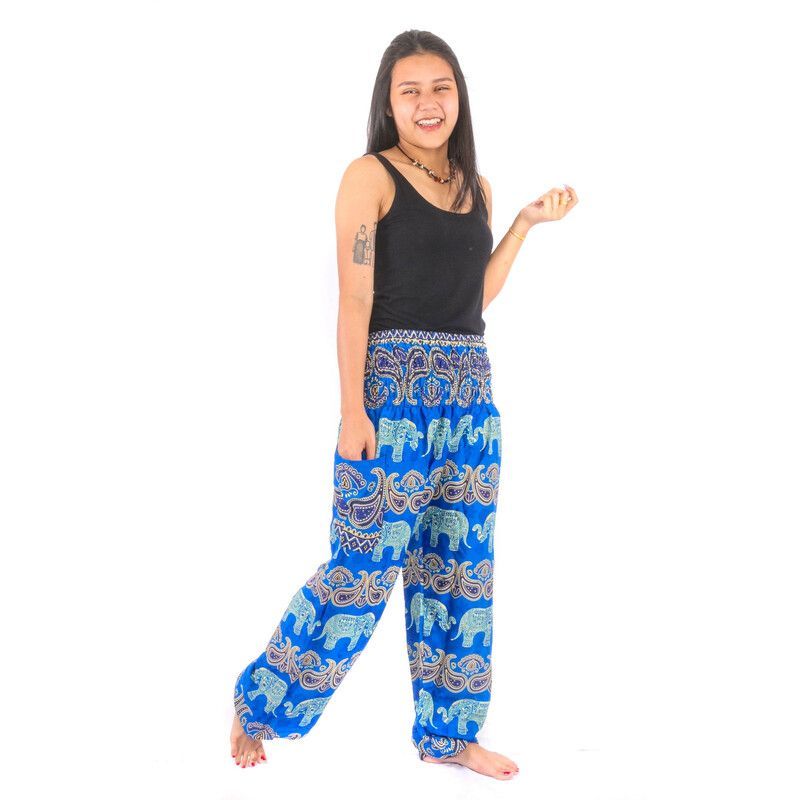 Harem pants elephant paisley, orange, red, blue, dark blue purple