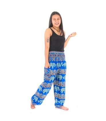 Harem pants elephant paisley, orange, red, blue, dark blue purple