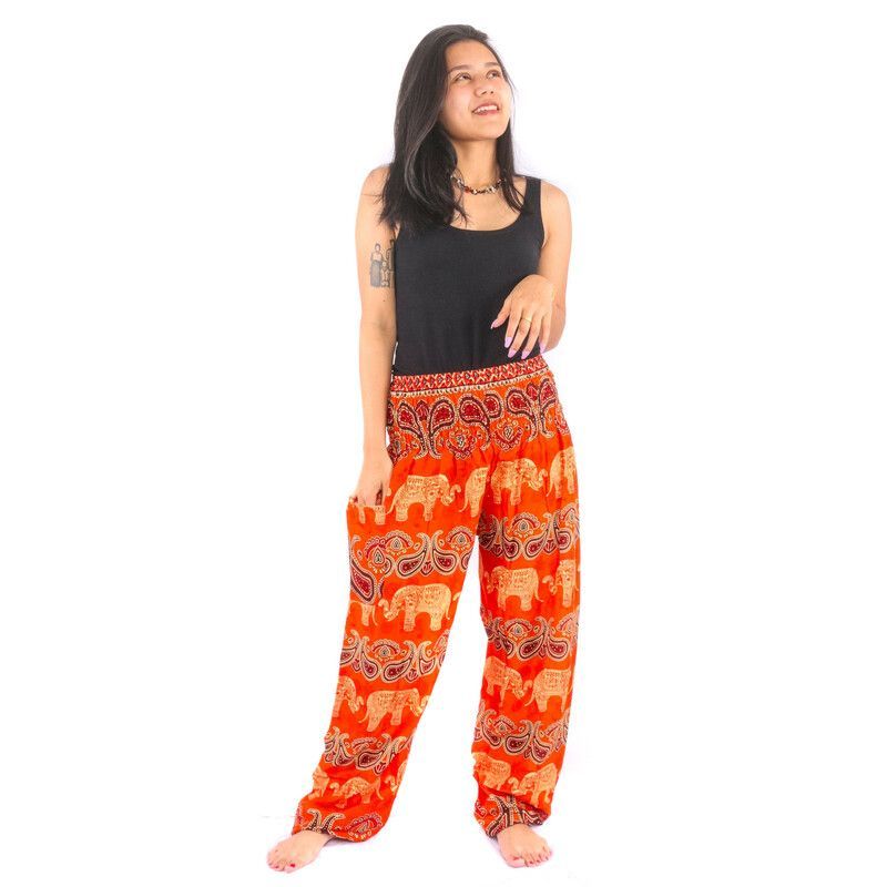 Harem pants elephant paisley, orange, red, blue, dark blue purple