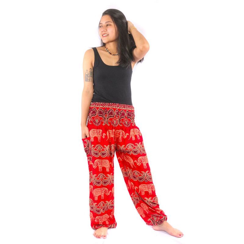 Harem pants elephant paisley, orange, red, blue, dark blue purple