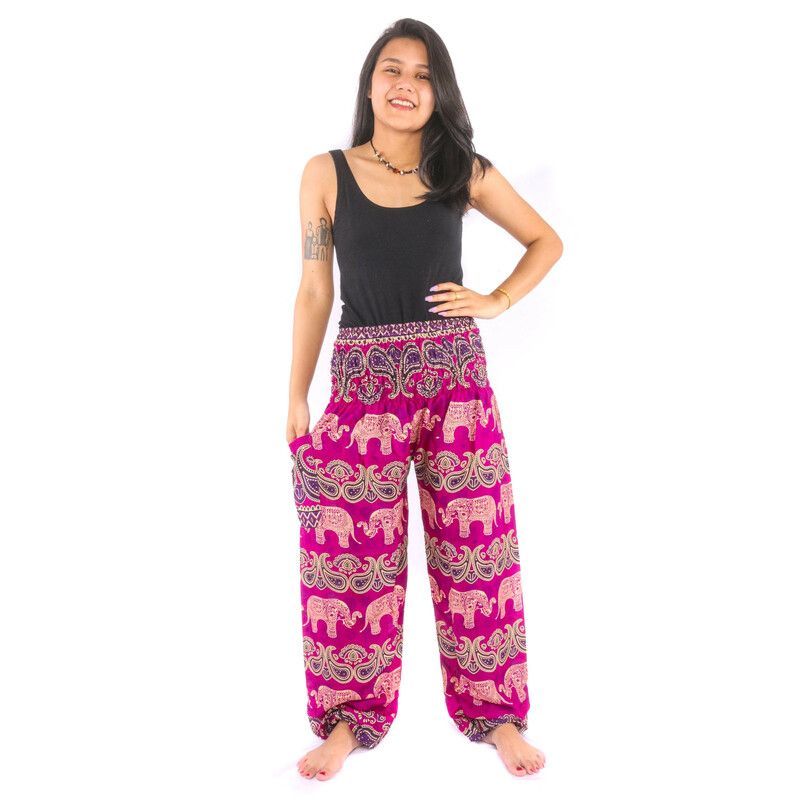 Harem pants elephant paisley, orange, red, blue, dark blue purple