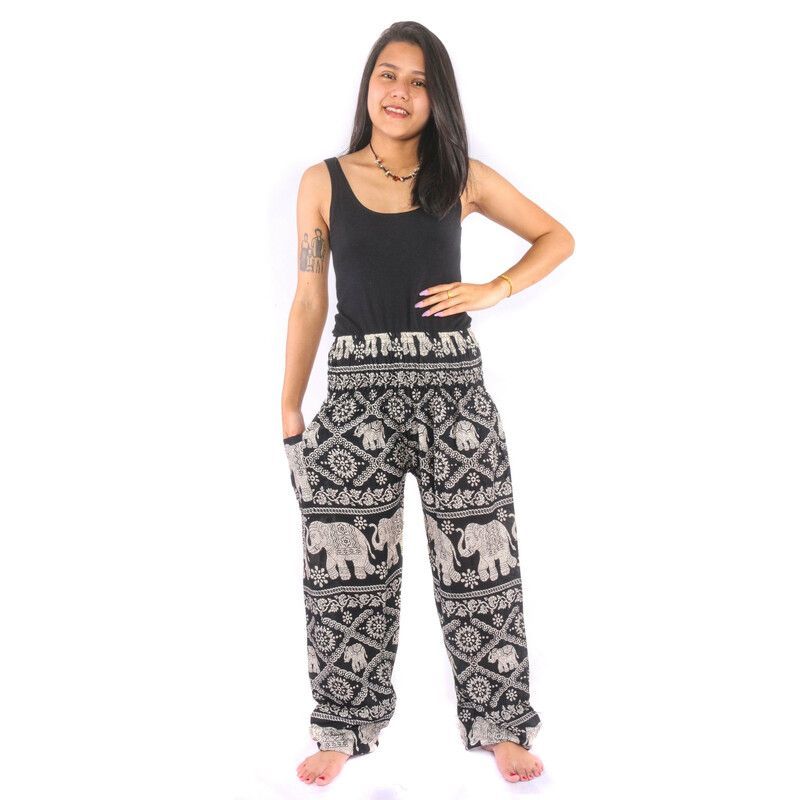 Harem pants elephant, black, red, navy blue, green