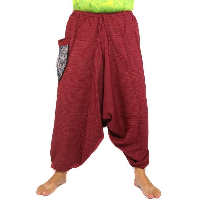 Aladinhose Baumwolle einfarbig mit bestickter Seitentasche