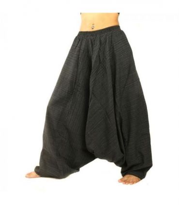 Pantalon harem mélange coton coupe extra basse