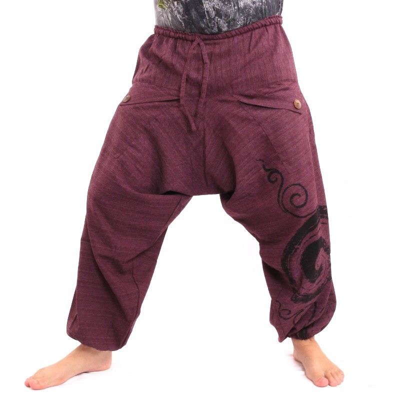 Pantalon harem Boho Chic Spirale peint à la main