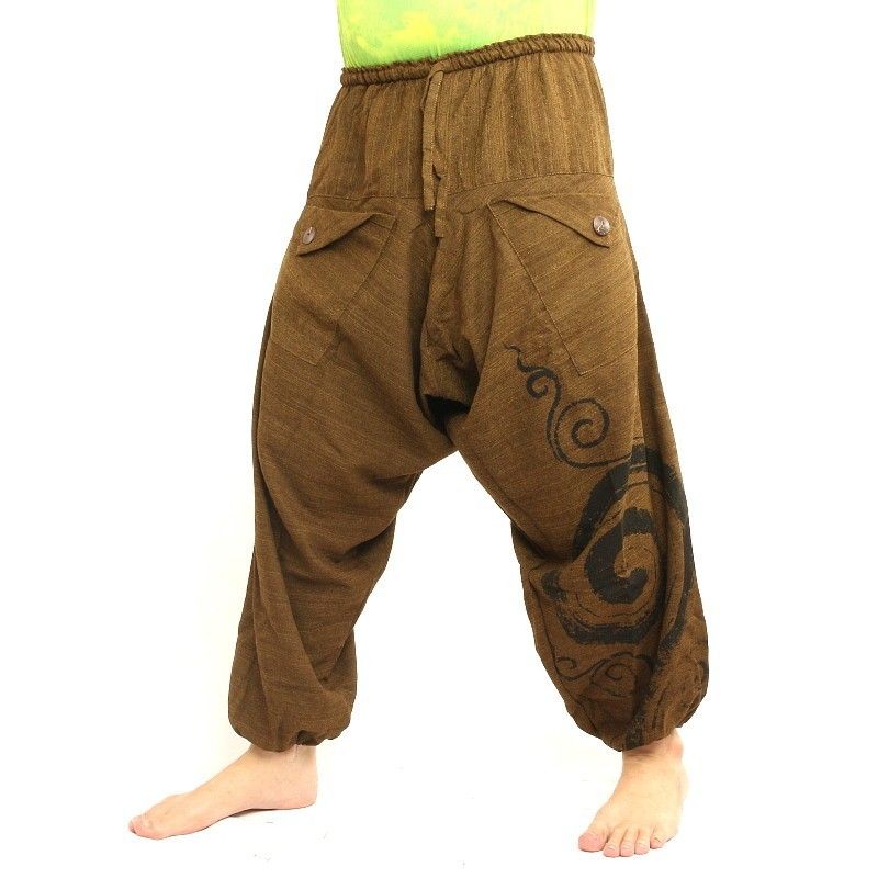 Pantalon harem Boho Chic Spirale peint à la main