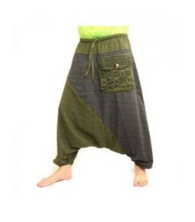 Pantalon harem bicolore avec grande poche latérale