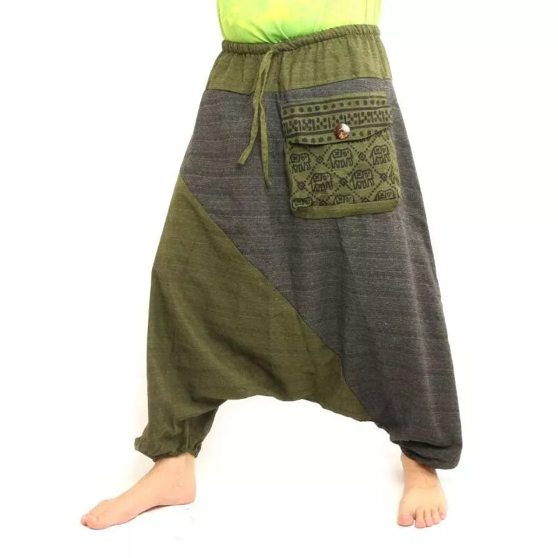 Aladinhose zweifarbig mit großer Seitentasche