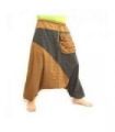 Pantalon harem bicolore avec grande poche latérale