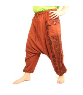 Aladdin hippie pants with floral design Om print