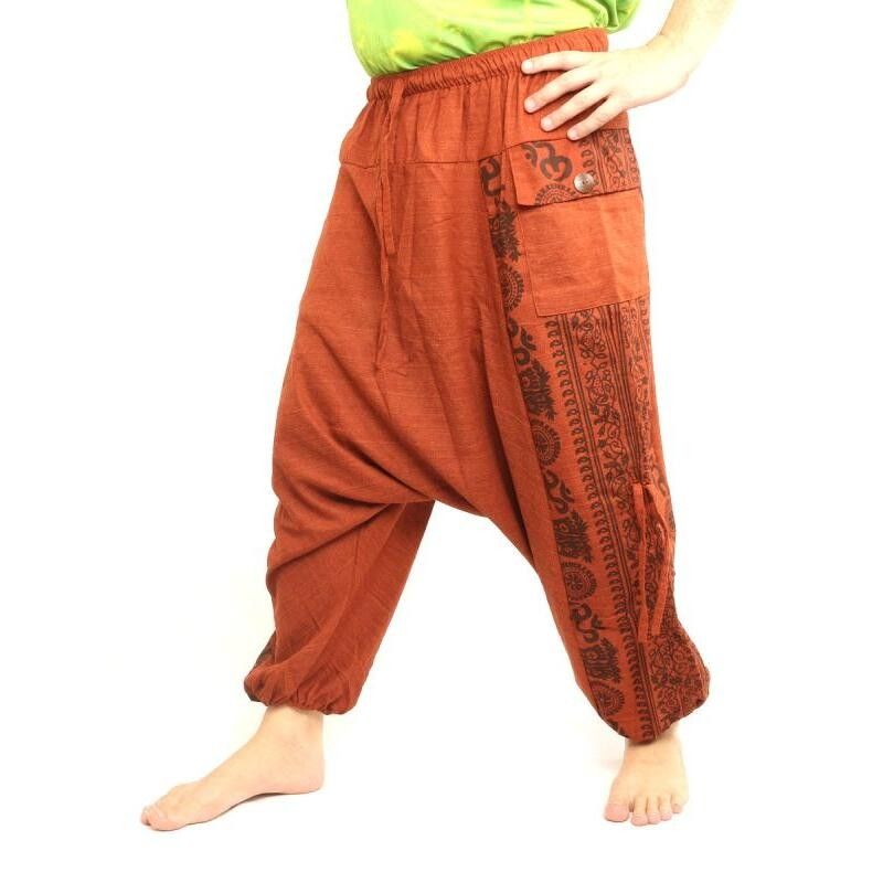 Pantalones Aladdin Hippie con diseño floral Om Print