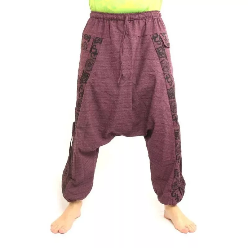 Aladin Hippie Hose mit Floral Design Om Aufdruck
