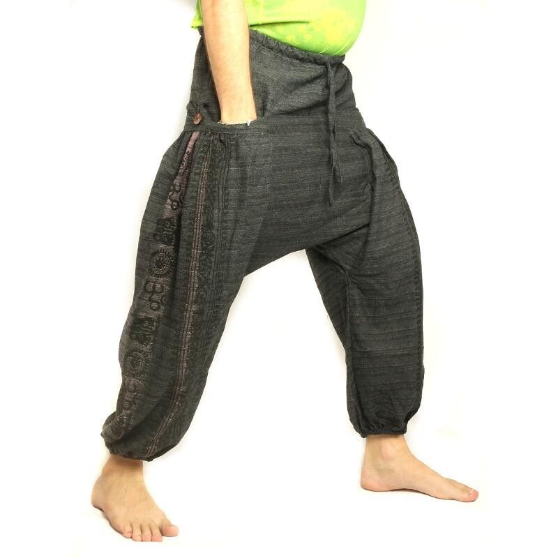 ॐ Pantalon harem avec des symboles sanskrits mélange de coton