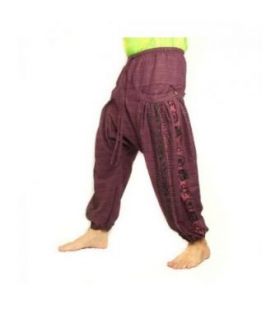 ॐ Pantalon harem avec des symboles sanskrits mélange de coton