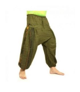 ॐ Pantalon harem avec des symboles sanskrits mélange de coton