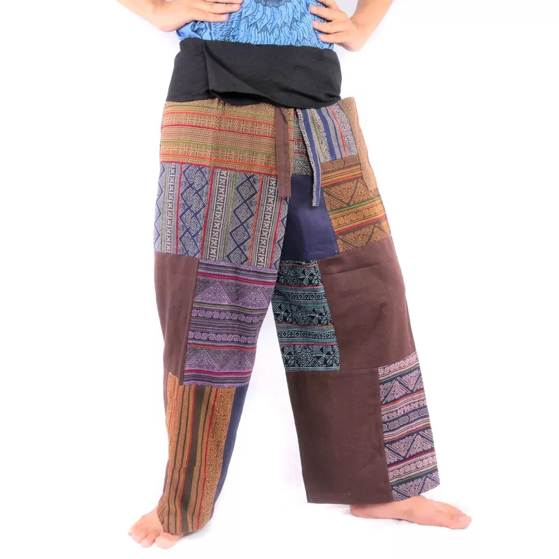 Patchwork Thai Fischerhose   aus Chiang Mai, schwere Baumwolle