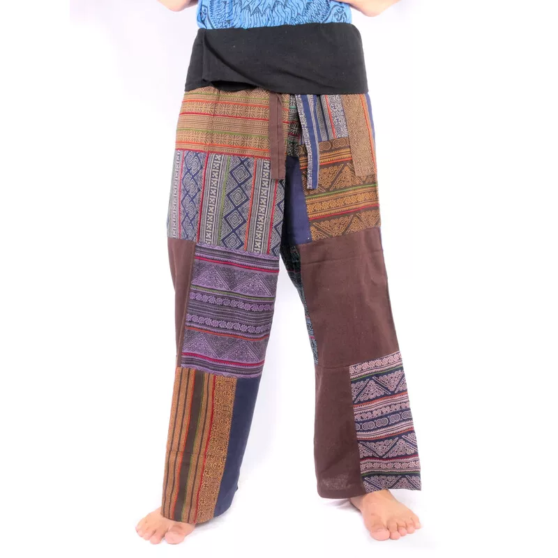 Patchwork Thai Fischerhose   aus Chiang Mai, schwere Baumwolle
