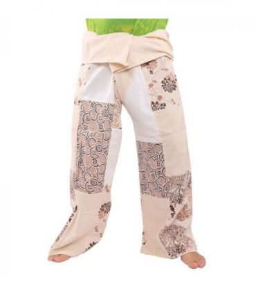 Pantalon de pêcheur thaïlandais en patchwork taille XL