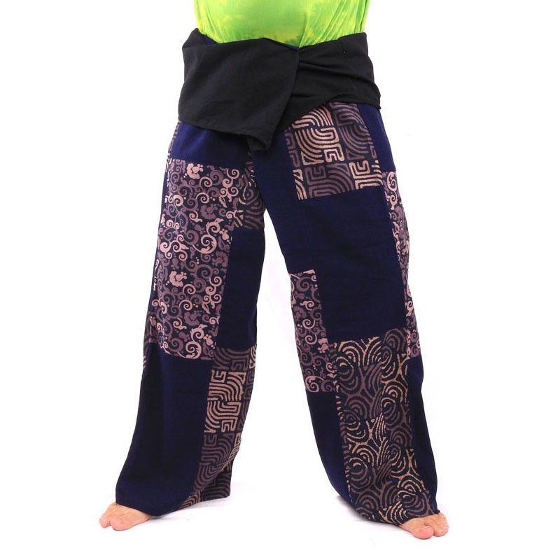 Pantalon de pêcheur thaïlandais en patchwork taille XL